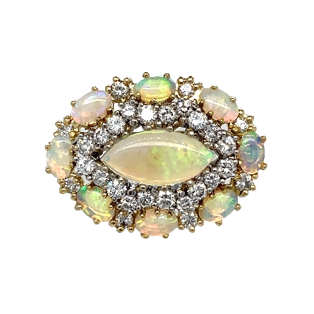 14K Yellow and White Gold Estate Marquise Opal ...