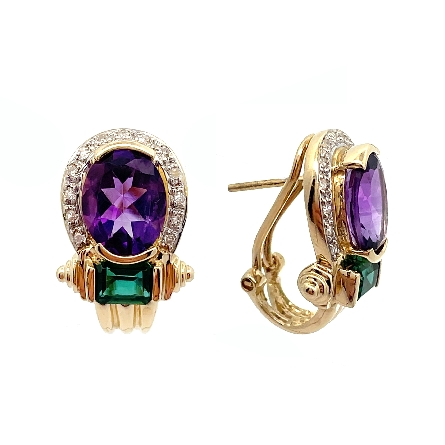 14K Yellow Gold Estate Amethyst and Green Tourm...