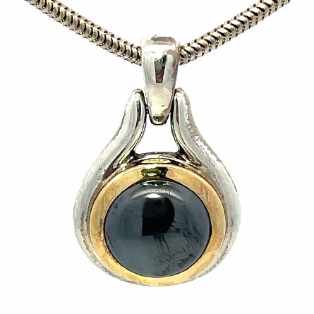 Sterling Silver and 18K Yellow Gold Estate 16inch Tiffany and Co Hematite Necklace 8.9dwt