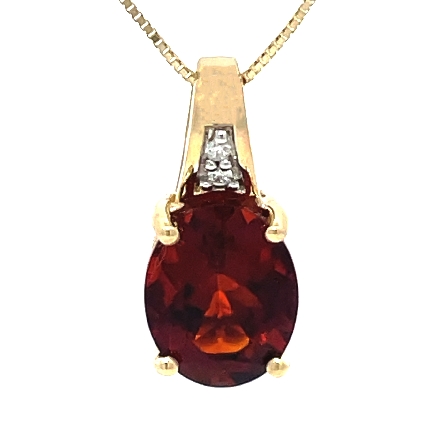 14K Yellow Gold Estate Madeira Citrine Necklace w/Diamonds=.01apx F-G VS on 18inch Box Link Chain 2.0dwt