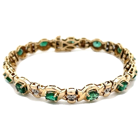 14K Yellow Gold Estate 7inch Oval Emeralds and ...