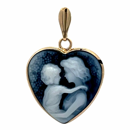 14K Yellow Gold Estate Onyx Mother and Child Pe...