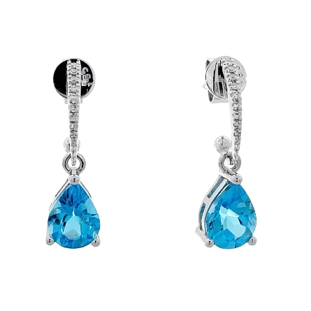 14K White Gold Estate Blue Topaz Pear Shape Dan...