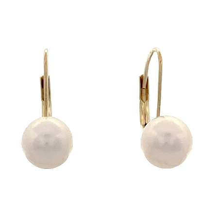 14K Yellow Gold Estate Cultured Pearl Lever Bac...
