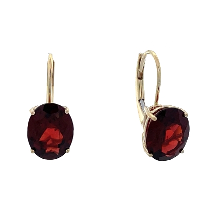 14K Yellow Gold Estate Oval Garnet Lever Back E...