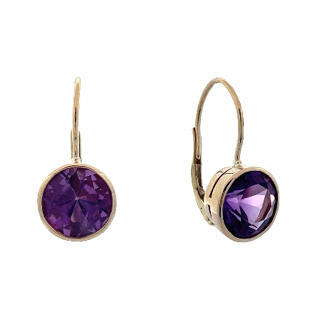 14K Yellow Gold Estate Amethyst Bezel Lever Bac...