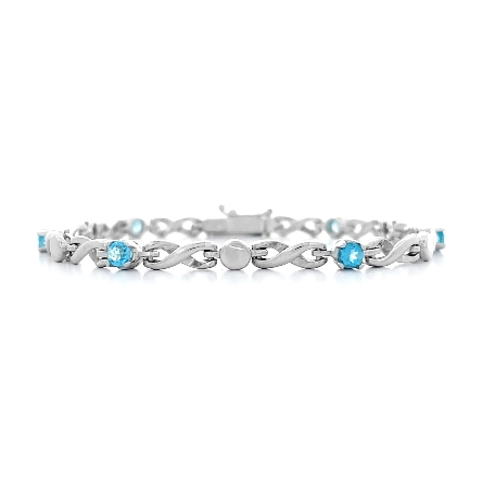 14K White Gold Estate Blue Topaz Infinity Link ...