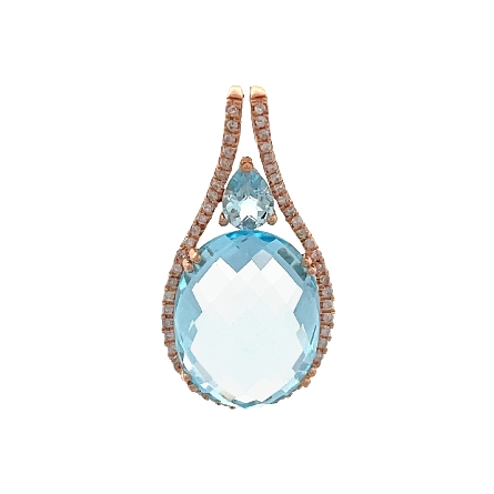 18K Rose Gold Estate Faceted Blue Topaz Split S...