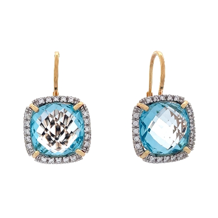 18K Rose Gold Estate Faceted Cushion Blue Topaz...