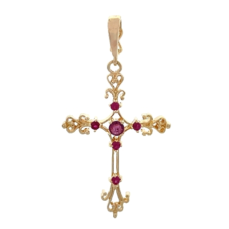 14K Yellow Gold Estate Ruby 4Prong Open Heart C...