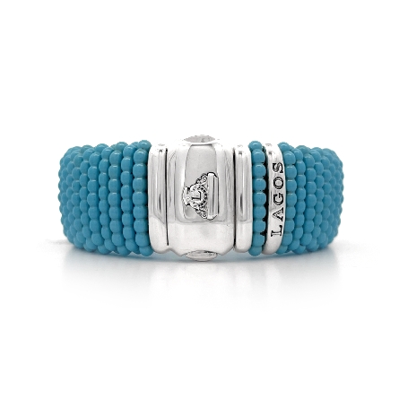 Sterling Silver Estate Lagos Blue Ceramic 23mm ...