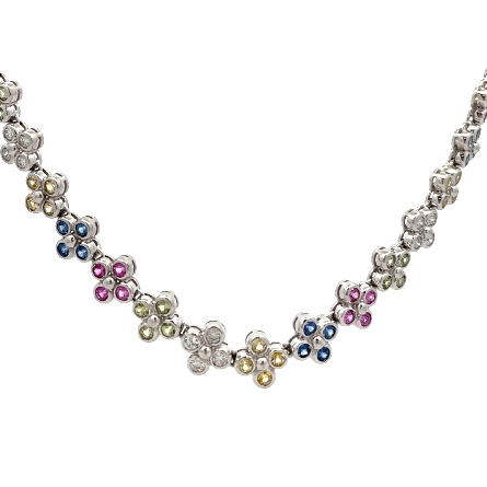14K White Gold Estate Multicolor Sapphire Bezel...