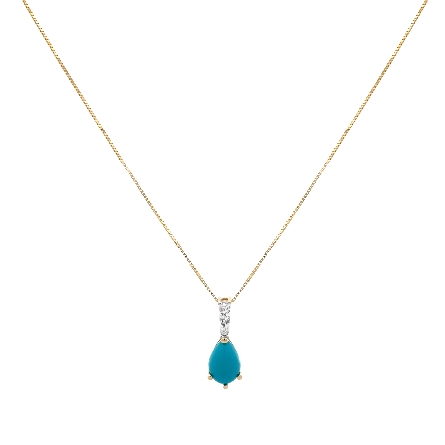 14K Yellow and White Gold Estate Turquoise Pear...