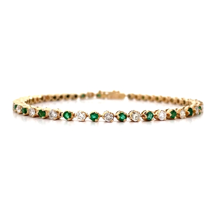 14K Yellow Gold Estate Emerald Alternating Pron...