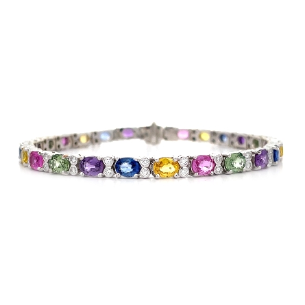 18K White Gold Estate Multicolor Sapphire Alter...