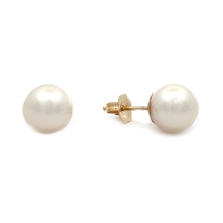 14K Yellow Gold Akoya Pearl 7.5mm-8.0mm Stud Ea...
