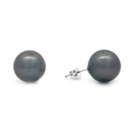 14K White Gold Estate Black Tahitian 10.5mm Pea...