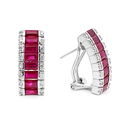 14K White Gold Estate Ruby Channel Set Omega Ba...