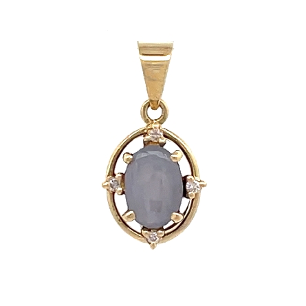 18K Yellow Gold Estate Star Sapphire Oval Penda...