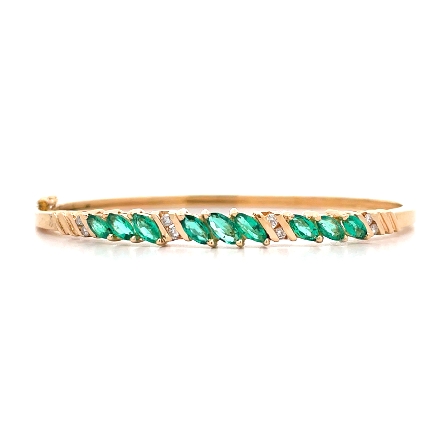 14K Yellow Gold Estate Emerald Diagonal Vertica...