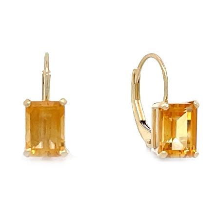 14K Yellow Gold Estate Citrine 4Prong Emerald C...