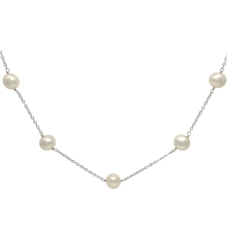 14K White Gold Estate Cultured Pearl Tin Cup Ne...