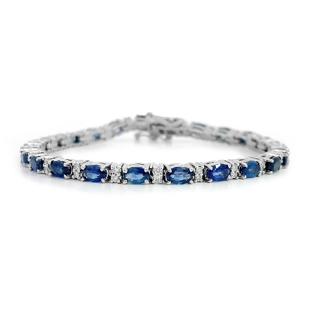 18K White Gold Estate Sapphire Link Bracelet w/...