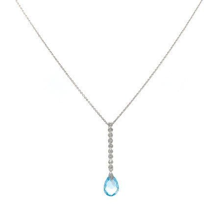 14K White Gold Estate Blue Topaz Bezel and Brio...