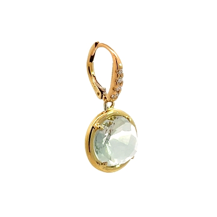 18K Yellow Gold Estate Quartz Round Drop Lever ...