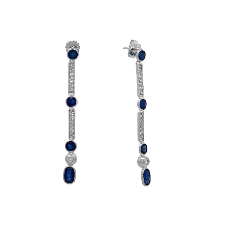 14K White Gold Estate Bezel Set Sapphire Vertic...