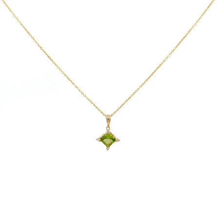 14K Yellow Gold Estate Peridot Offset Square Pe...