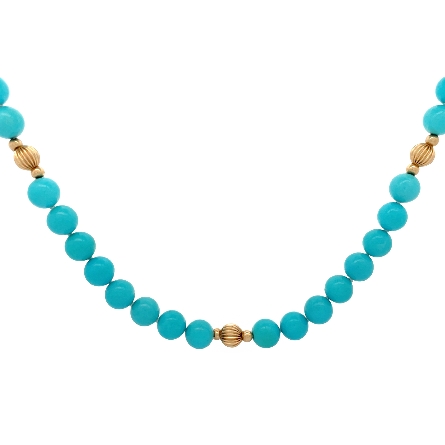 14K Yellow Gold Estate Turquoise Bead and Corre...