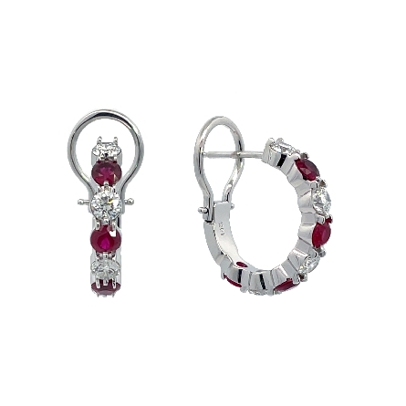 14K White Gold Estate Ruby Alternating Prong Se...