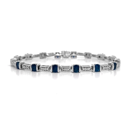 14K White Gold Estate Sapphire Alternating Vert...