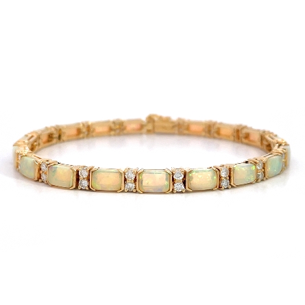 14K Yellow Gold Estate Opal Half Bezel Alternat...