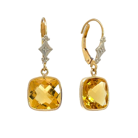 14K Yellow Gold Estate Citrine Dangle Earrings ...