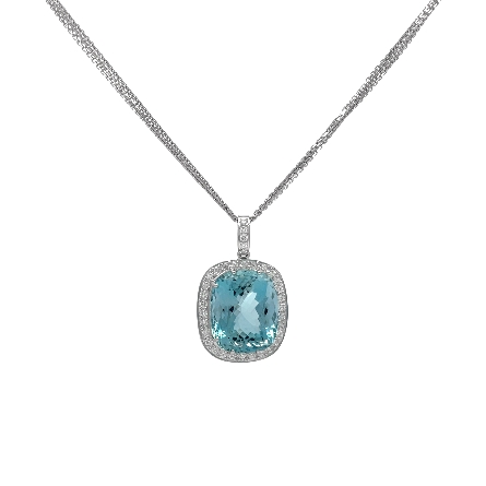 14K and 18K White Gold Estate Cushion Cut Aquam...