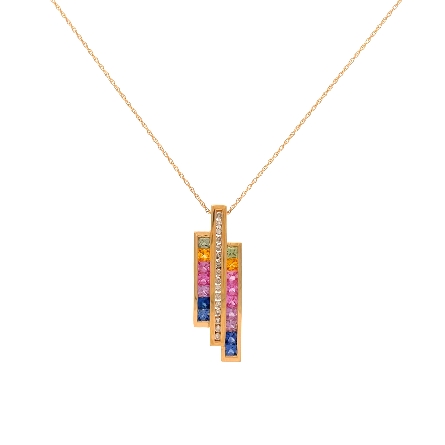 14K Yellow Gold Estate Multi Color Sapphire Ver...
