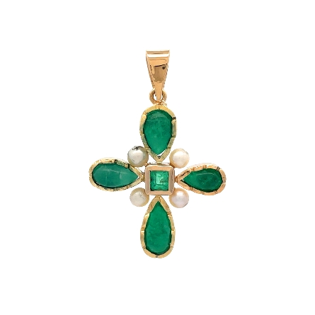 14K Yellow Gold Estate Bezel Set Emerald and Cu...