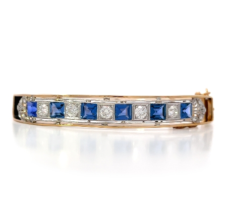 14K Yellow Gold and Platinum Estate Synthetic S...