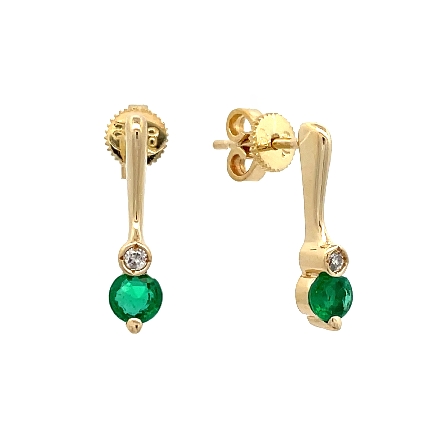 18K Yellow Gold Estate Emerald Screwback Drop E...