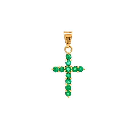 18K Yellow Gold Estate Emerald Shared Prong Cro...