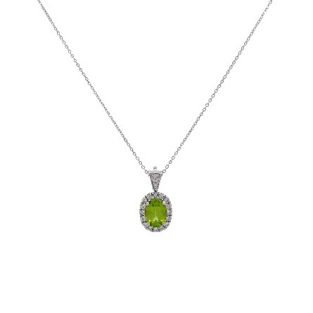14K White Gold Estate Peridot Oval Halo Cushion...