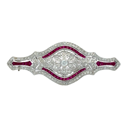 14K White Gold Estate Ruby Filigree Antique Sty...