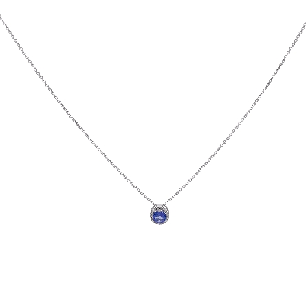 14K White Gold Estate Tanzanite Halo Necklace w...