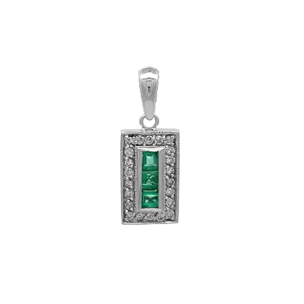 14K White Gold Estate Emerald Channel Set Milgr...