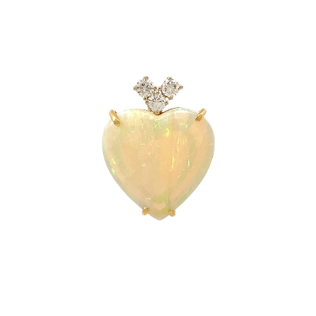 18K Yellow and 14K White Gold Estate Opal Heart...