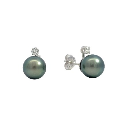14K White Gold Estate 9mm Tahitian Cultured Pea...