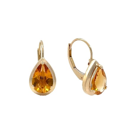 14K Yellow Gold Estate Pear Shaped Citrine Leve...