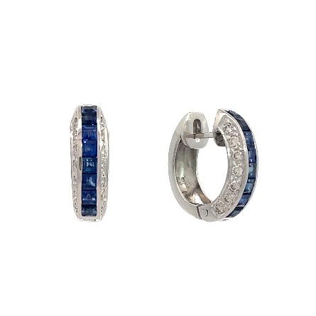 18K White Gold Estate Sapphire Channel Pave Ova...
